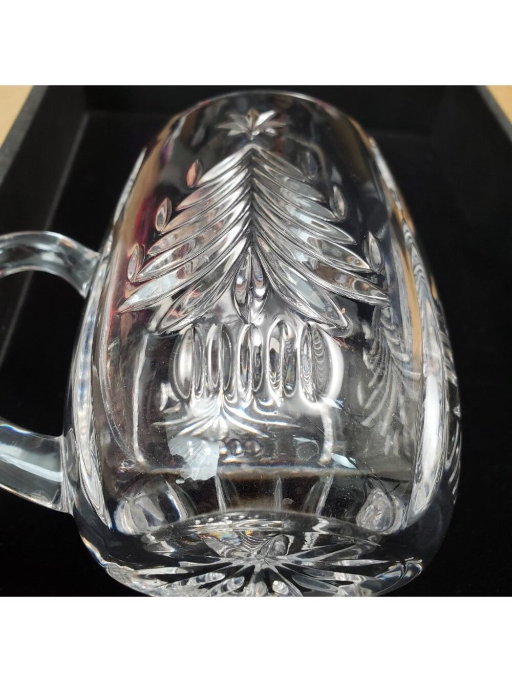 Mikasa Lead Crystal Christmas Tree Clear Glass Mug Flawless Holiday Tea Etched